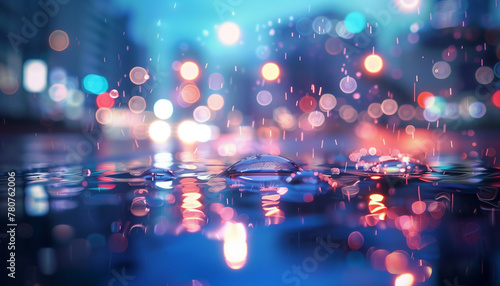 Fototapeta Naklejka Na Ścianę i Meble -  Rain in city street lights