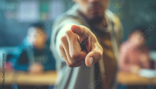 Teacher pointing finger