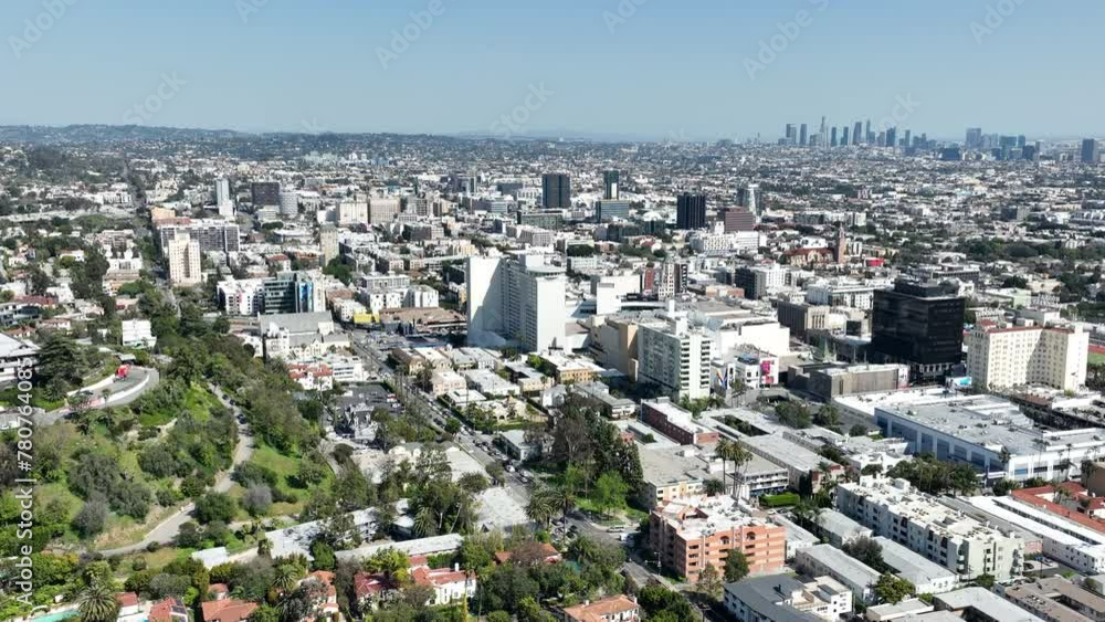 Discovering City from Above Hollywood Aerial in Los Angeles California USA Discovering City from Above Hollywood Aerial in Los Angeles California USA