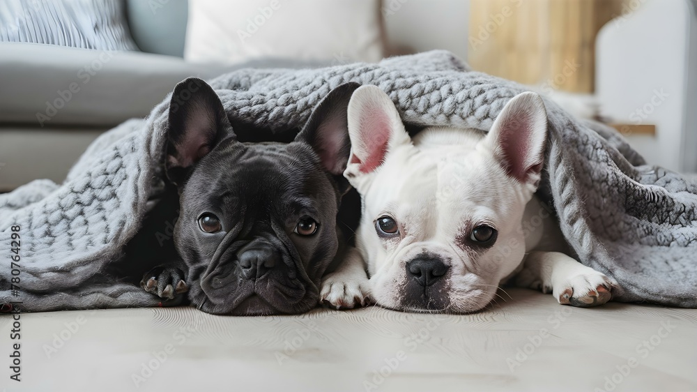 Snuggly Pups in a Cozy Home Hideaway. Concept Pet Portraits, Indoor Photoshoot, Cozy Atmosphere, Adorable Props, Furry Friends