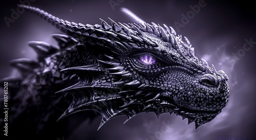 purple dragon head on black