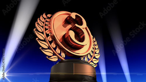 Podium Prize Trophy awards ceremony 3D illustration