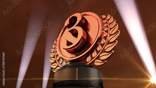 Podium Prize Trophy awards ceremony 3D illustration