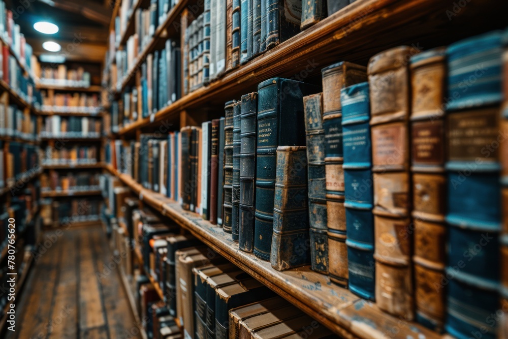 Large bookshelf packed with numerous books, showcasing vast collection