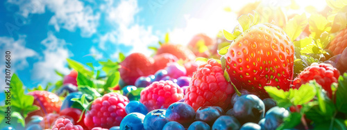 Harvest of fruits and berries in the garden. selective focus.