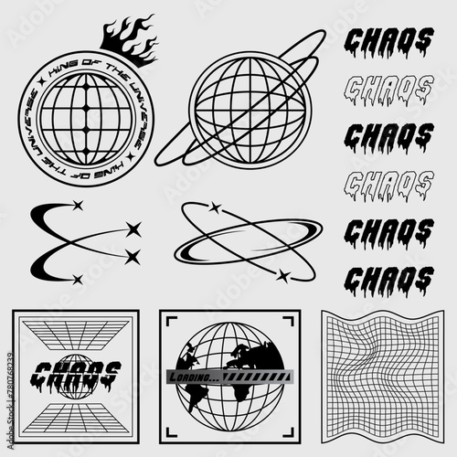  Cyberpunk streetwear graphic Vector illustration elements for t shirt design