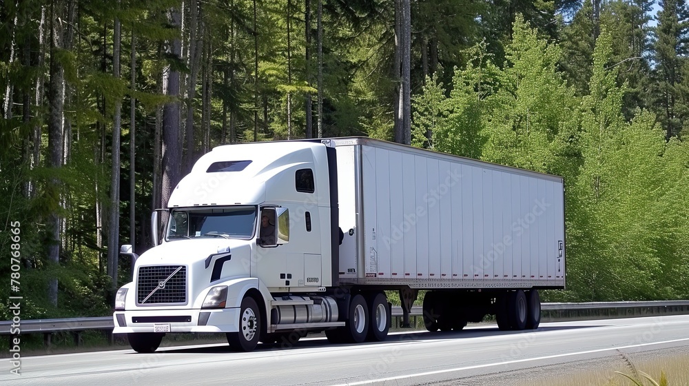 The tractor trailer casts a long shadow on the road, a metaphor for the lasting impact it leaves on the economy and the communities it serves The tractor trailer casts a long shadow on the road, a metaphor for the lasting impact it leaves on the economy and the communities it serves