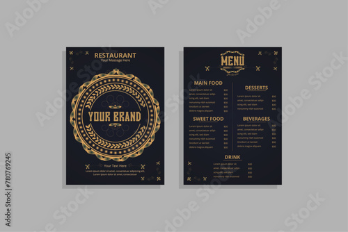 Antique template for restaurant menu design vector layered  with ornamental elements.