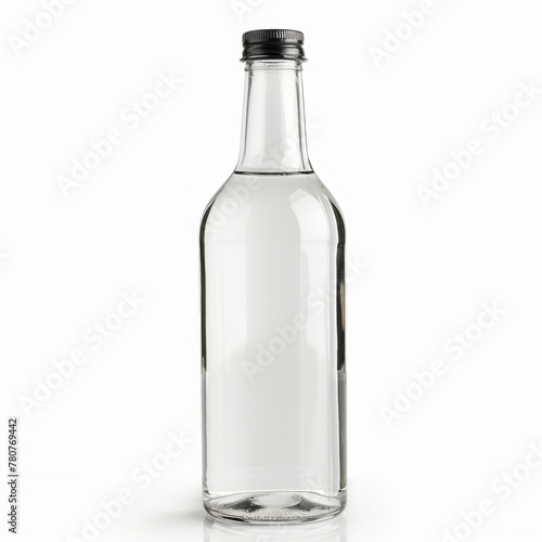 Clear glass bottle on white background