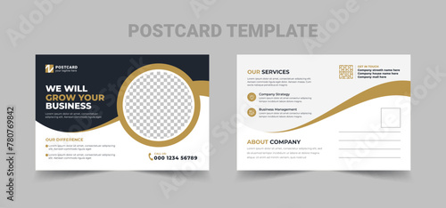 Modern real estate business postcard design template. flyer cover vector illustration