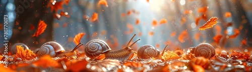 A close ground-level shot shows a snail race
