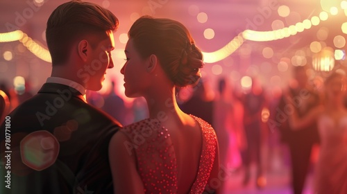 Romantic Couple Enjoying a Dance at Elegant Evening Party
