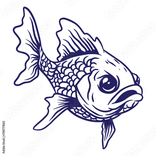 hand drawn ryukin goldfish illustration 