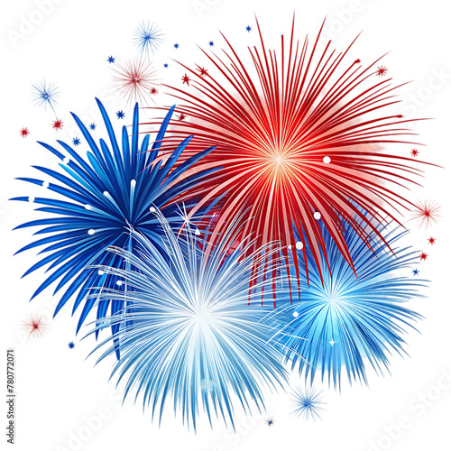 red and blue fireworks 4th of july