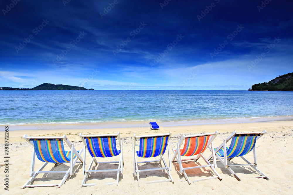 Great blue sky and calm Andaman Sea on Nai Yang beach in Phuket Province, Thailand Great blue sky and calm Andaman Sea on Nai Yang beach in Phuket Province, Thailand