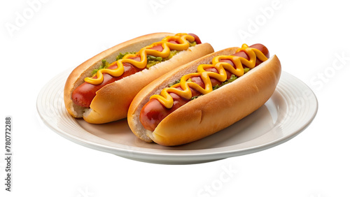 Hot dogs in a plate on transparent background