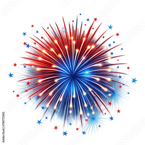 red and blue fireworks 4th of july