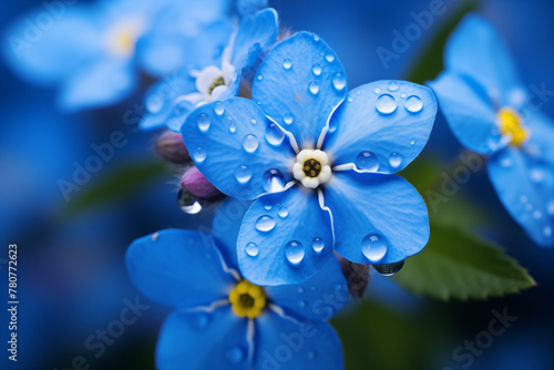 close up of blue Forget-me-not flower pistil , Macro photography