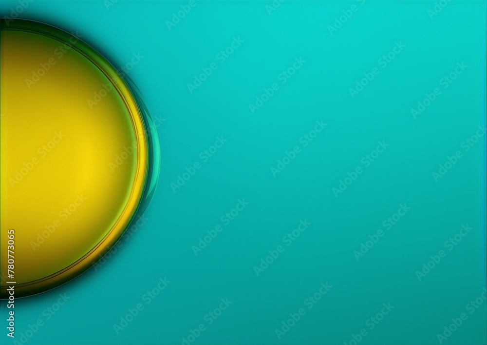 Abstract 3D rendering of a yellow and green gradient sphere on a blue background.