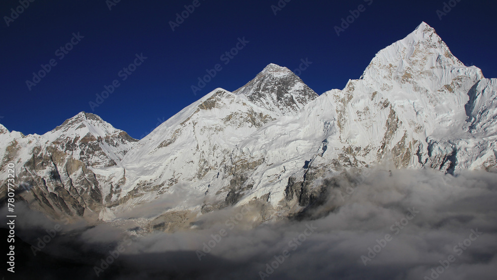 Mount Everest and Nuptse on a late afternoon, Nepal.