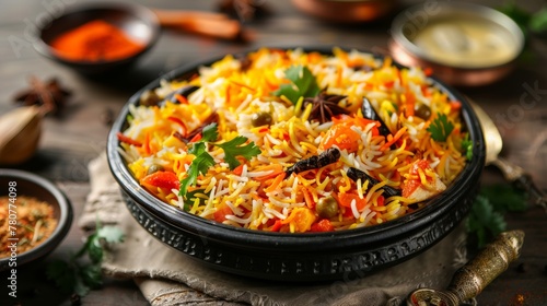 The Indian dish Biryani is an Indian pilaf with lots of spices.