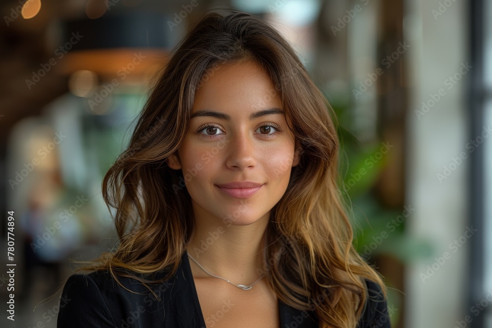 Charismatic headshot of a woman with striking eyes and a bright smile Charismatic headshot of a woman with striking eyes and a bright smile