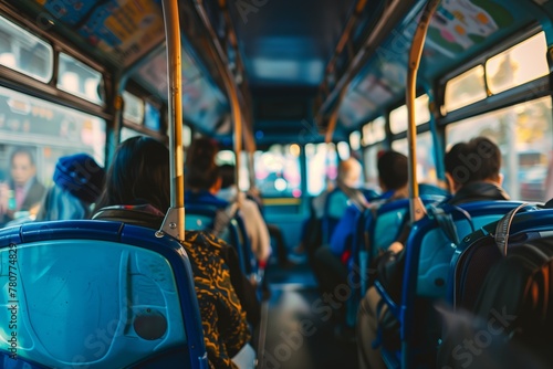 Interior view of a crowded city bus