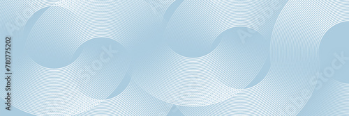 Fototapeta Naklejka Na Ścianę i Meble -  White abstract background with geometric shapes. Modern circle lines pattern. Minimal geometric design. Futuristic technology concept. Horizontal banner template. Vector