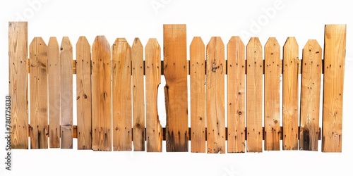 Weathered Wooden Planks Form a Protective yet Charming Fence Around a Property isolated on a white backround, Generative AI