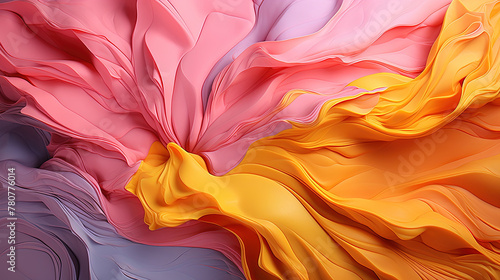 Yellow and Pink Floating Liquid Paint Colors Wavy Background