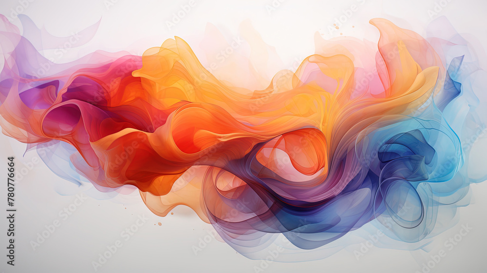Liquid Smoke Floating Rainbow Colors on White Backdrop Liquid Smoke Floating Rainbow Colors on White Backdrop