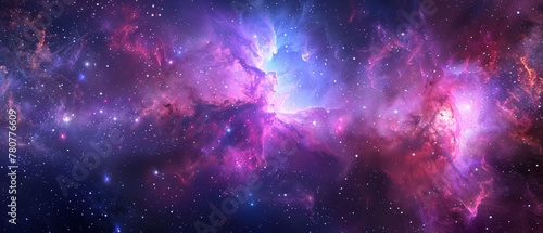   A vibrant expanse teeming with myriad stars In its core  a concentration of pink and blue celestial bodies