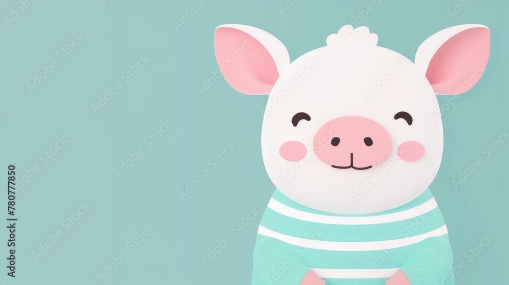 A paper pig wearing a sweater on its head and a green-and-white striped shirt A paper pig wearing a sweater on its head and a green-and-white striped shirt