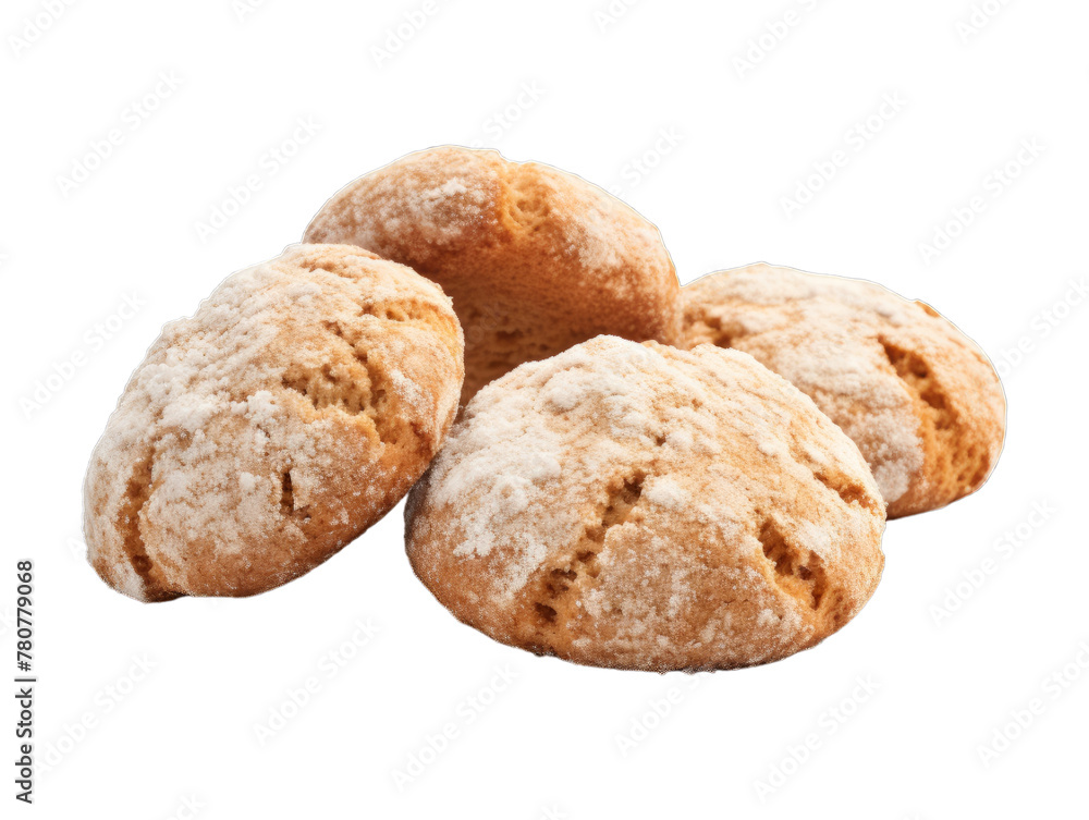 Amaretti Cookies isolated on transparent png background. Generative ai