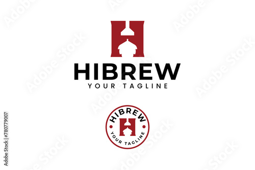 letter H with wheat brewery logo design for oktoberfest and beer business