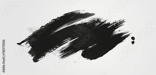Black Ink Brush Stroke on White Background