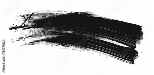Black Ink Brush Stroke on White Background