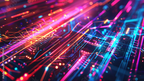 Colorful Abstract Glowing Lines in a Dark Background
