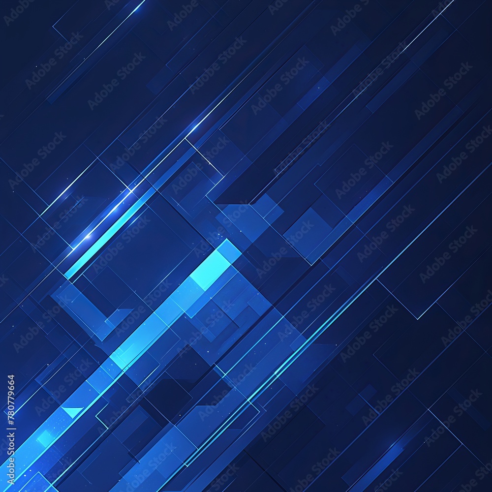 Fototapeta premium Abstract digital art blue Background. Dark low poly rectangle pattern. Virtual computer Landscape. Technology style. Sci-fi surface