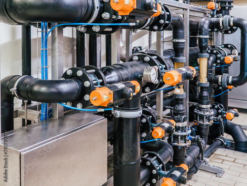 Complex Network of Industrial Water Pipes and Valves. 