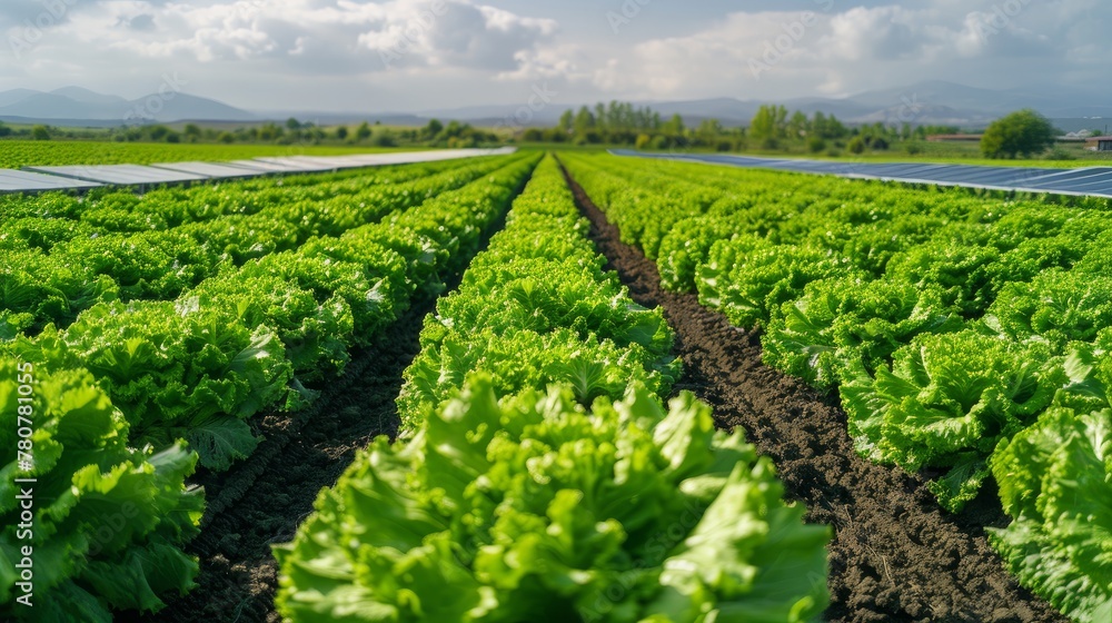 A vast lettuce field in Turkey, innovatively irrigated using solar energy