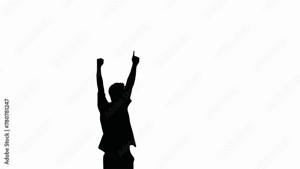 Man Raising Arms in Victory