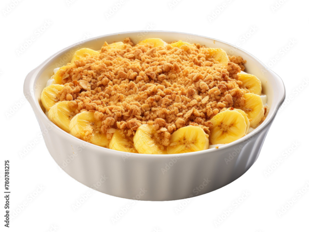 Banana Crumble isolated on transparent png background. Generative ai Banana Crumble isolated on transparent png background. Generative ai