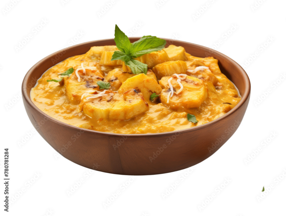 Banana Curry isolated on transparent png background. Generative ai