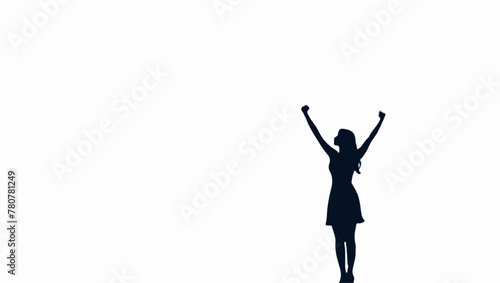Joyful Woman Raising Arms