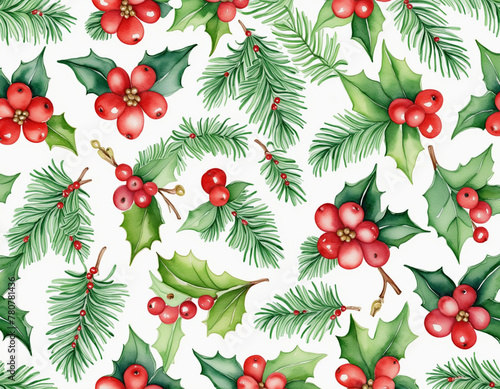 Christmas pattern drawing Bright Colours by watercolor