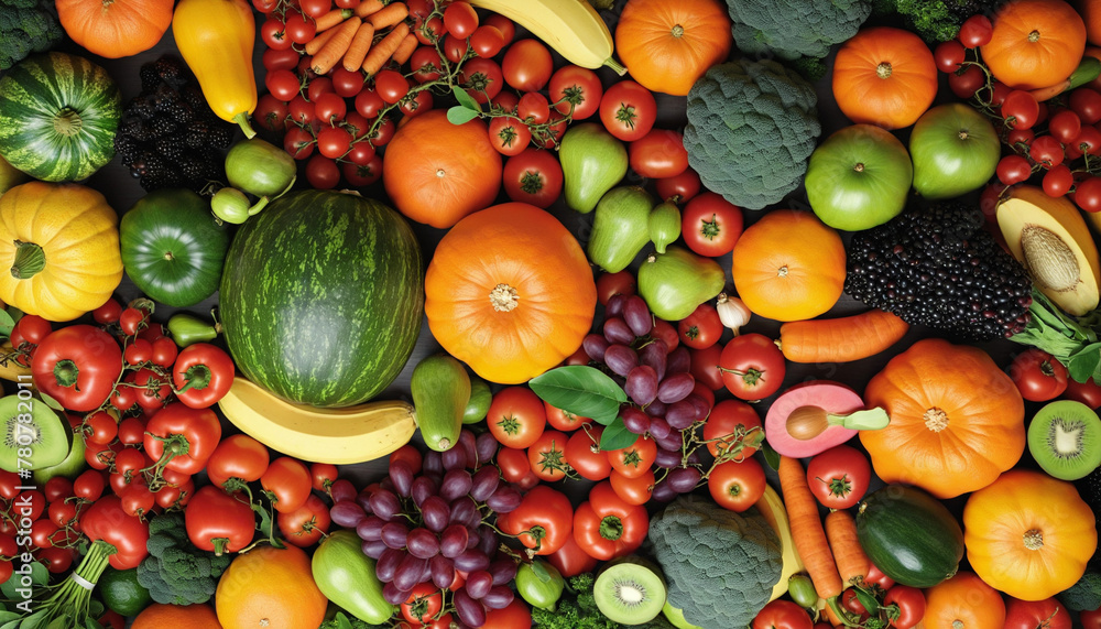 Abundance Healthy  Bright Colours fresh rainbow colored fruits and vegetables