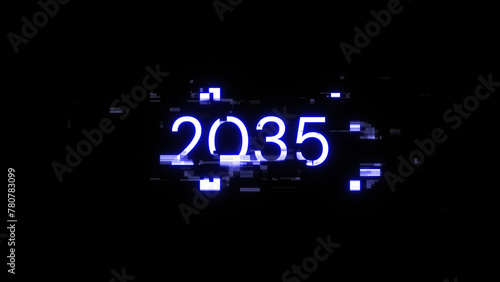 2035 text with screen effects of technological glitches