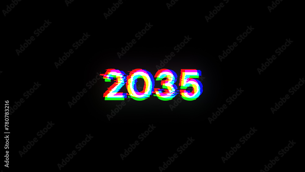 2035 text with screen effects of technological glitches 2035 text with screen effects of technological glitches