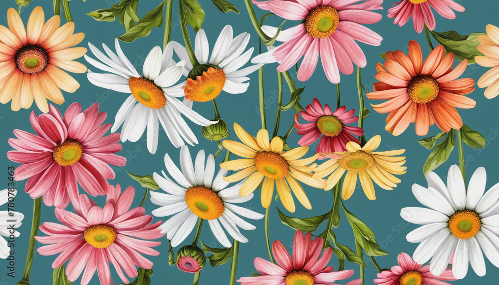 vibrant daisy collection in watercolor style, isolated on a transparent background for design layouts